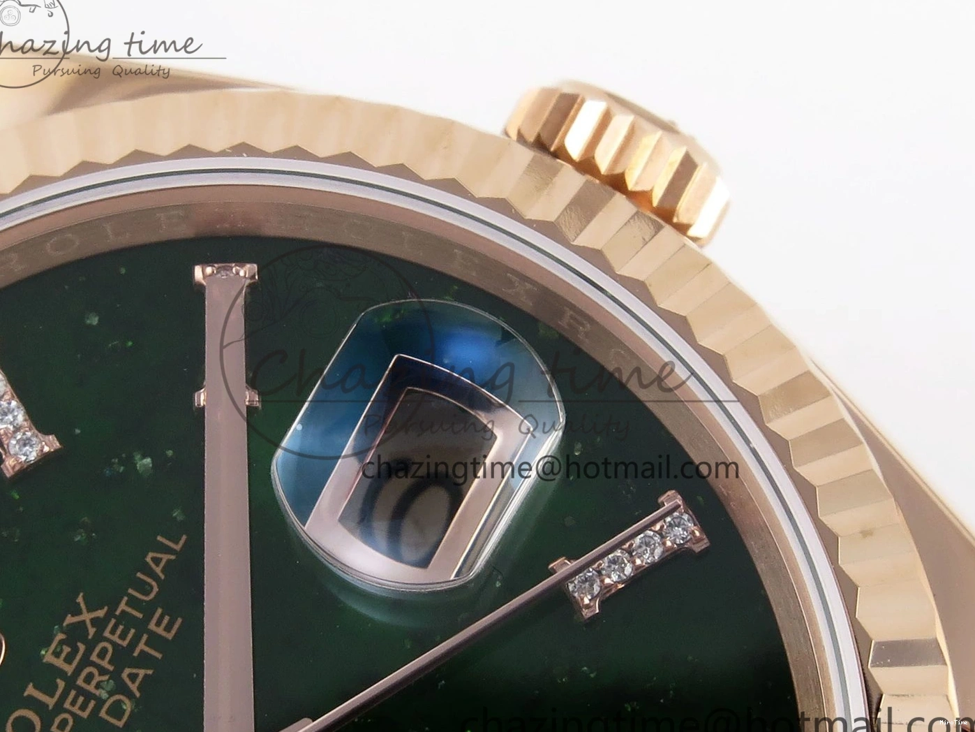 MiroTime 0413 Sophisticated Day Date 36 RG RAF 1:1 Best Edition Green Stone Dial on RG Bracelet A 1846